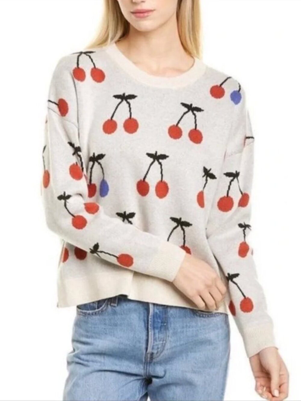 MADEWELL Cherry Jacquard Pullover Sweater sz XS